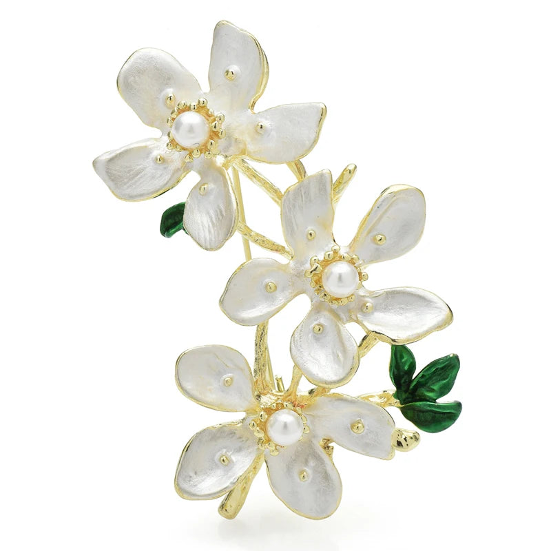 Enamel Peach Blossom Branch Brooch