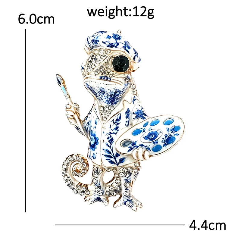 Artist Chameleon with Paint Palette Brooch