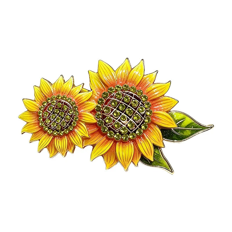Twin Sunflower Sparkle Brooch original white background variant photo