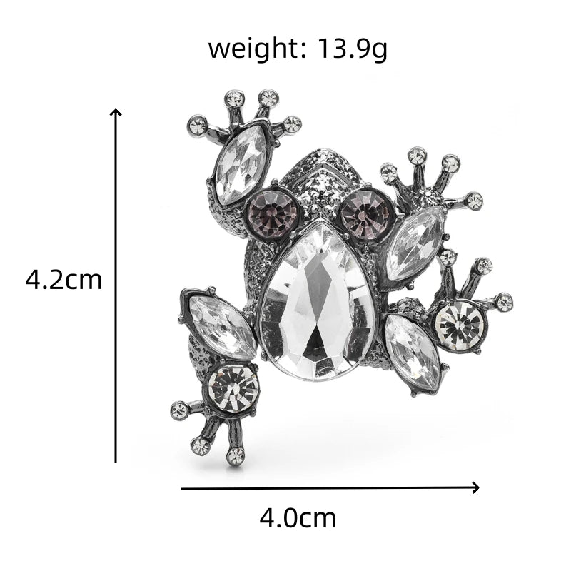Clear Rhinestone Frog Brooch — dimensions