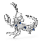 Scorpio Zodiac with Blue Star Accents Brooch — Silver