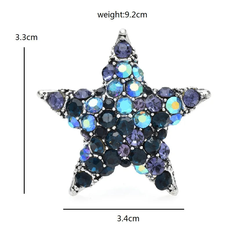 Vintage Rounded Jeweled Star Brooch