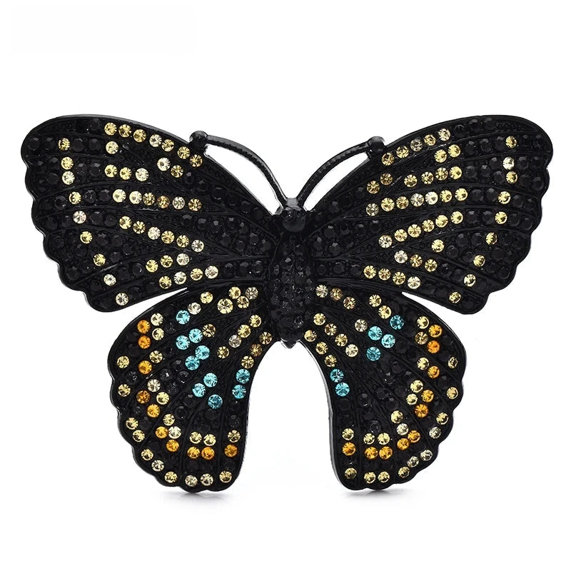 Sparkling Rhinestone Butterfly Brooch — Champagne