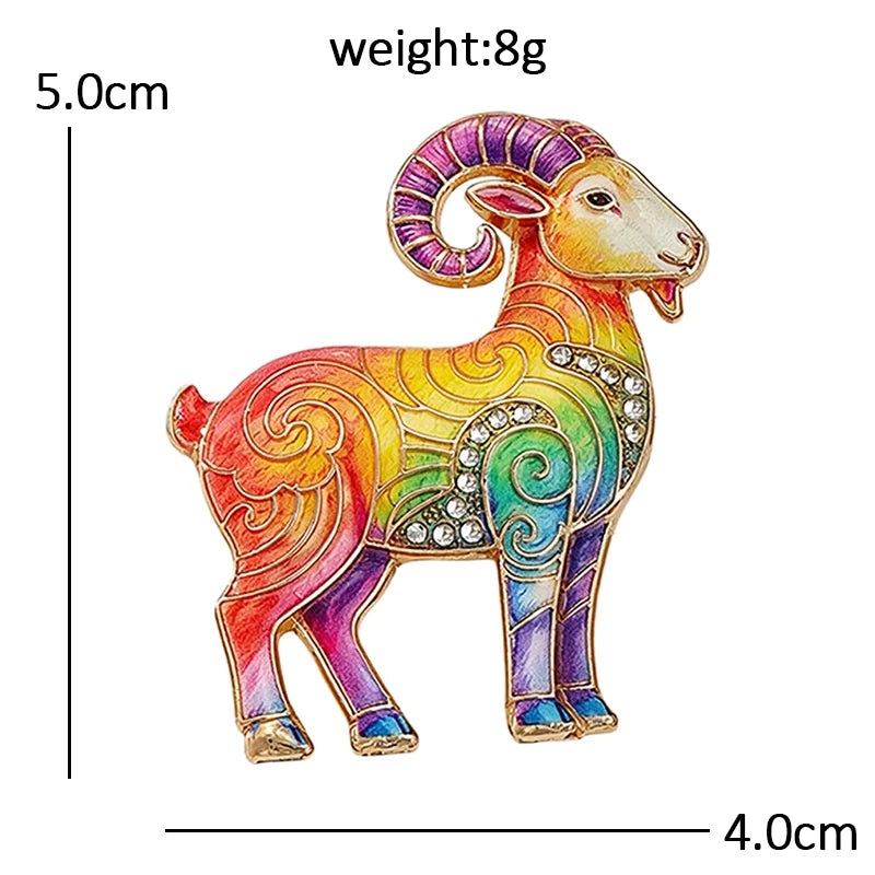 Broche chèvre debout à motifs