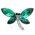Faceted Wing Dragonfly Brooch — Green