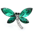 Faceted Wing Dragonfly Brooch — Green