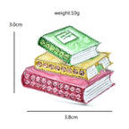 Enamel Stacked Books with Rhinestones Brooch