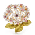 Hydrangea Blossom Cluster with Leaves Brooch original white background product photo