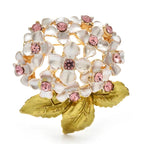 Hydrangea Blossom Cluster with Leaves Brooch original white background product photo