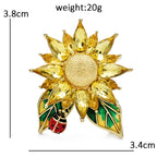 Sparkling Sunflower with Ladybug Brooch