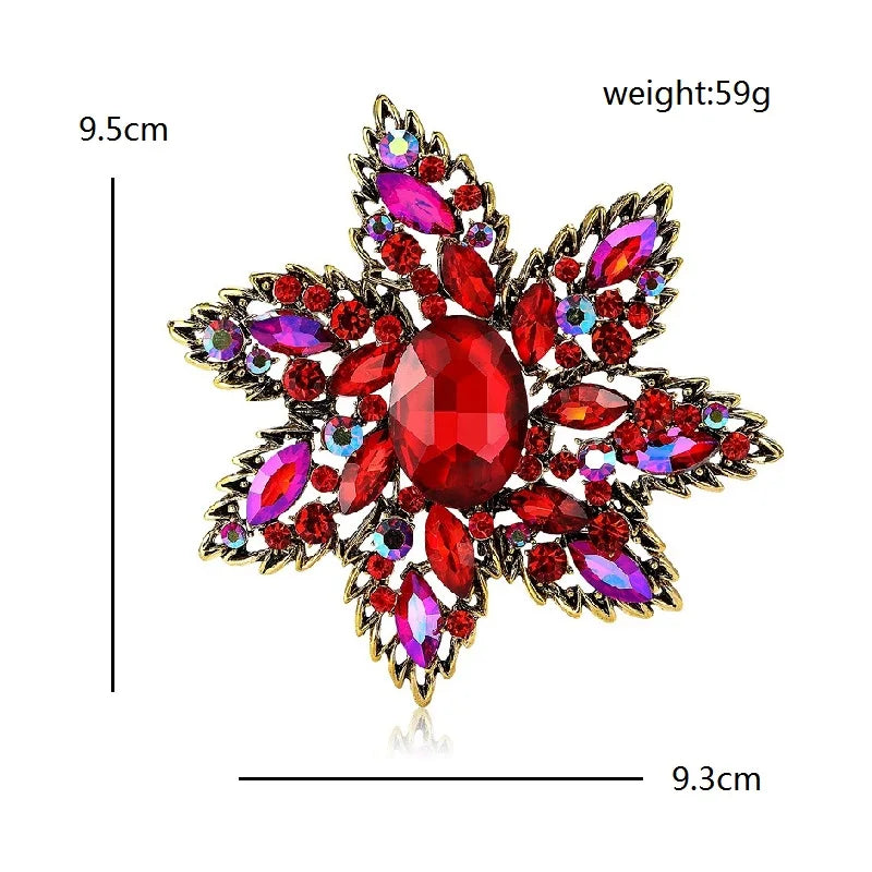 Large Layered Jeweled Star Flower Brooch