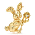 Sculptural Rabbit with Flower Brooch