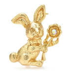 Sculptural Rabbit with Flower Brooch