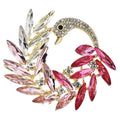 Jeweled Swan Wreath Brooch — Pink