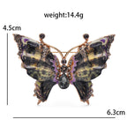 Patterned Enamel Butterfly with Scalloped Wings Brooch — dimensions