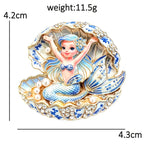 Mermaid in Jeweled Seashell Brooch
