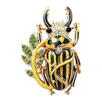 Jeweled Stag Beetle with Leaf Vine Brooch original white background product photo