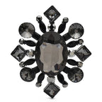 Vintage-Style Oval Faceted Stone Brooch — Black