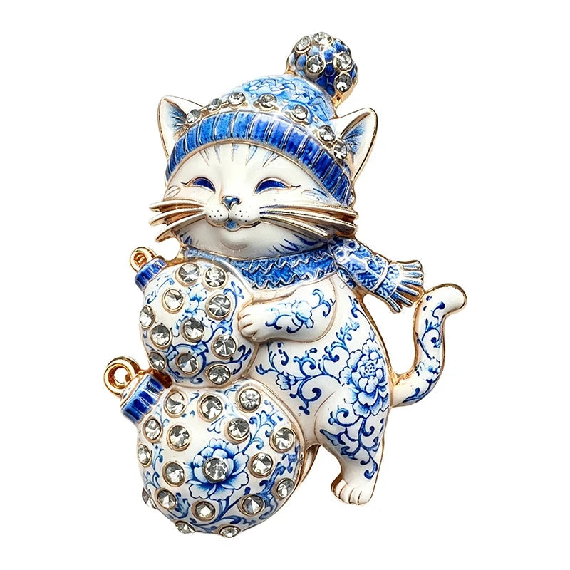 Christmas Kitten with Oversized Baubles Brooch original white background variant photo