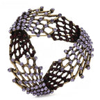 Triangular Lattice Wreath with Rhinestones Brooch — Purple