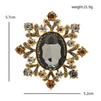 Ornate Oval Faceted Stone Brooch — dimensions