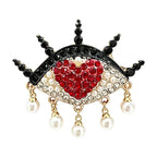 Heart Eye with Pearl-Look-Accent Drops Brooch original white background product photo