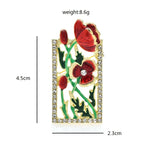 Red Enamel Floral Window Brooch