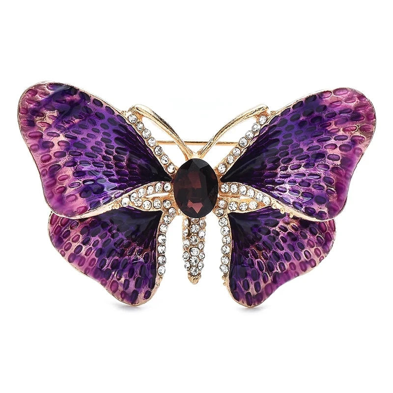 Gradient Enamel Butterfly Brooch — Purple