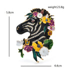 Floral Zebra Head Brooch — dimensions