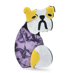 Layered Acrylic Bulldog Brooch — Purple