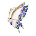 Jeweled Butterfly with White Wing Insets Brooch — Gold