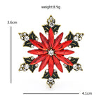 Red Rhinestone Snowflake Brooch