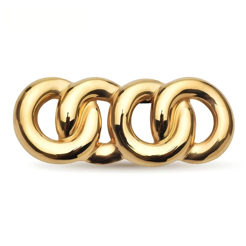 Interlocking Chain Links Brooch — Gold