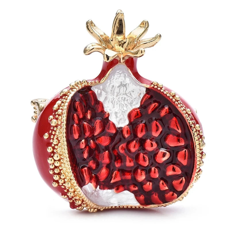 Open Pomegranate with Red Seeds Brooch — Pomegranate
