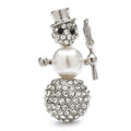 Pearl-Look Snowman with Rhinestones Brooch — Pearl-Look Snowman