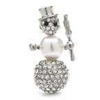 Pearl-Look Snowman with Rhinestones Brooch — Pearl-Look Snowman