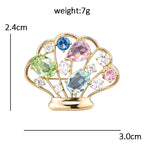 Openwork Seashell with Pastel Faceted Accents Brooch