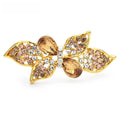 Jeweled Floral Spray with Oval Centers Brooch — Champagne