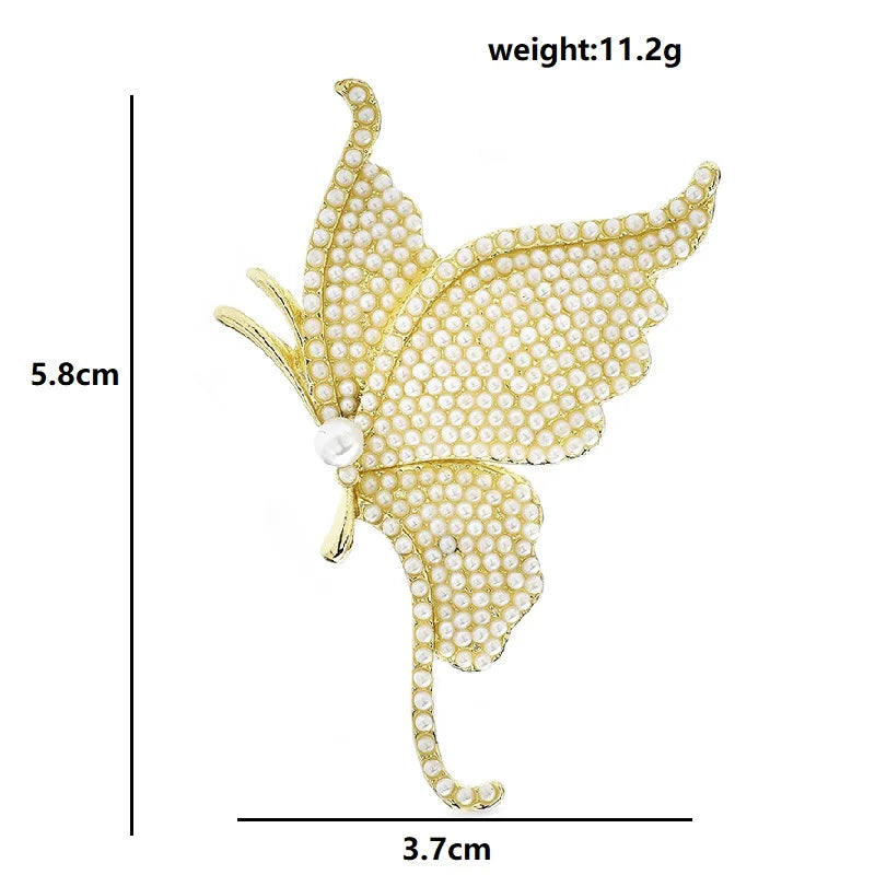 Pearl-Look Butterfly Brooch — dimensions