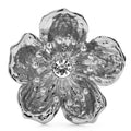 Textured Plum Blossom with Faceted Center Brooch — Silver