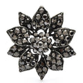 Faceted Rhinestone Sunflower Brooch — Silver