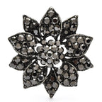 Faceted Rhinestone Sunflower Brooch — Silver