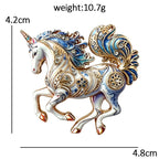 Ornate Galloping Unicorn Brooch