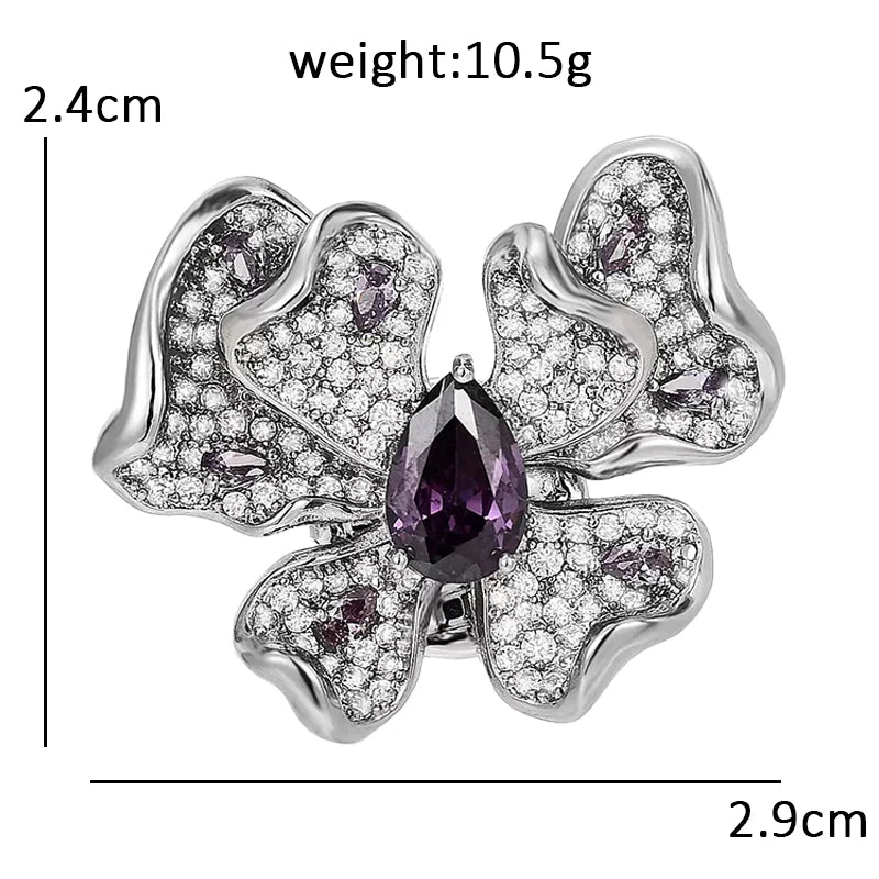 Sculpted Butterfly with Dark Teardrop Center Brooch