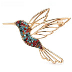 Rhinestone Hummingbird with Openwork Wings Brooch — Multicolor