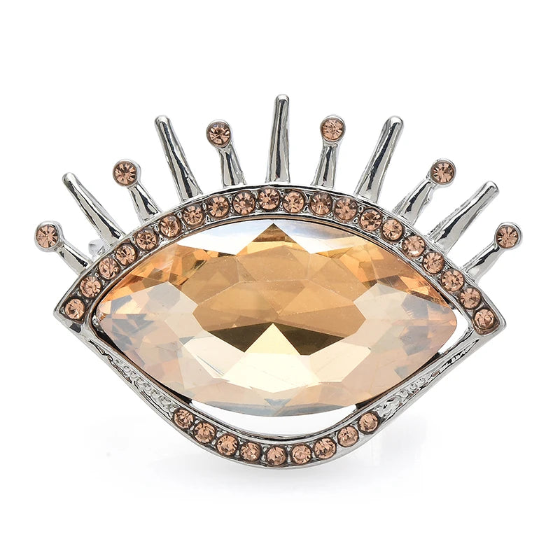 Faceted Crystal Eye Brooch