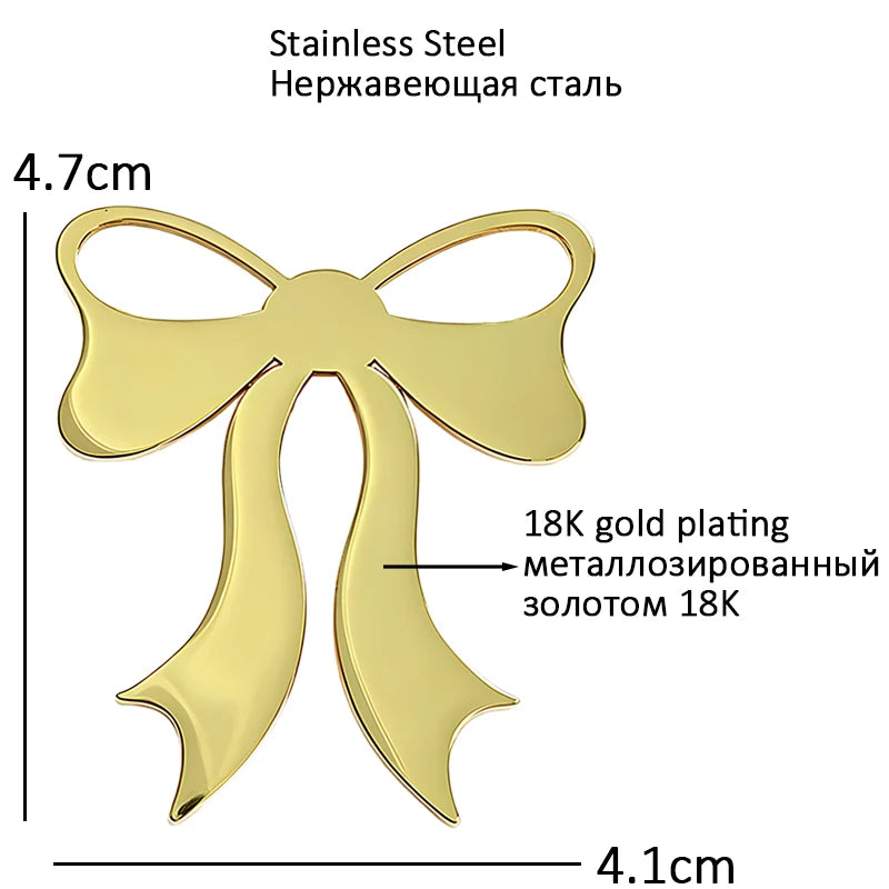 Polished Ribbon Bow Brooch