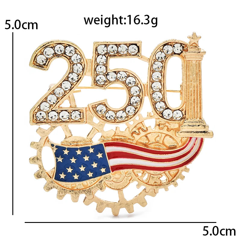 America 250 Commemorative Motif Brooch