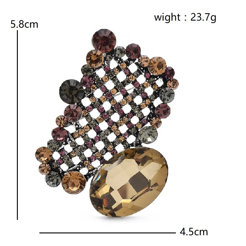 Jeweled Lattice with Faceted Oval Brooch — dimensions