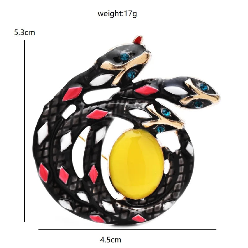 Twin Snakes with Oval Center Brooch — dimensions